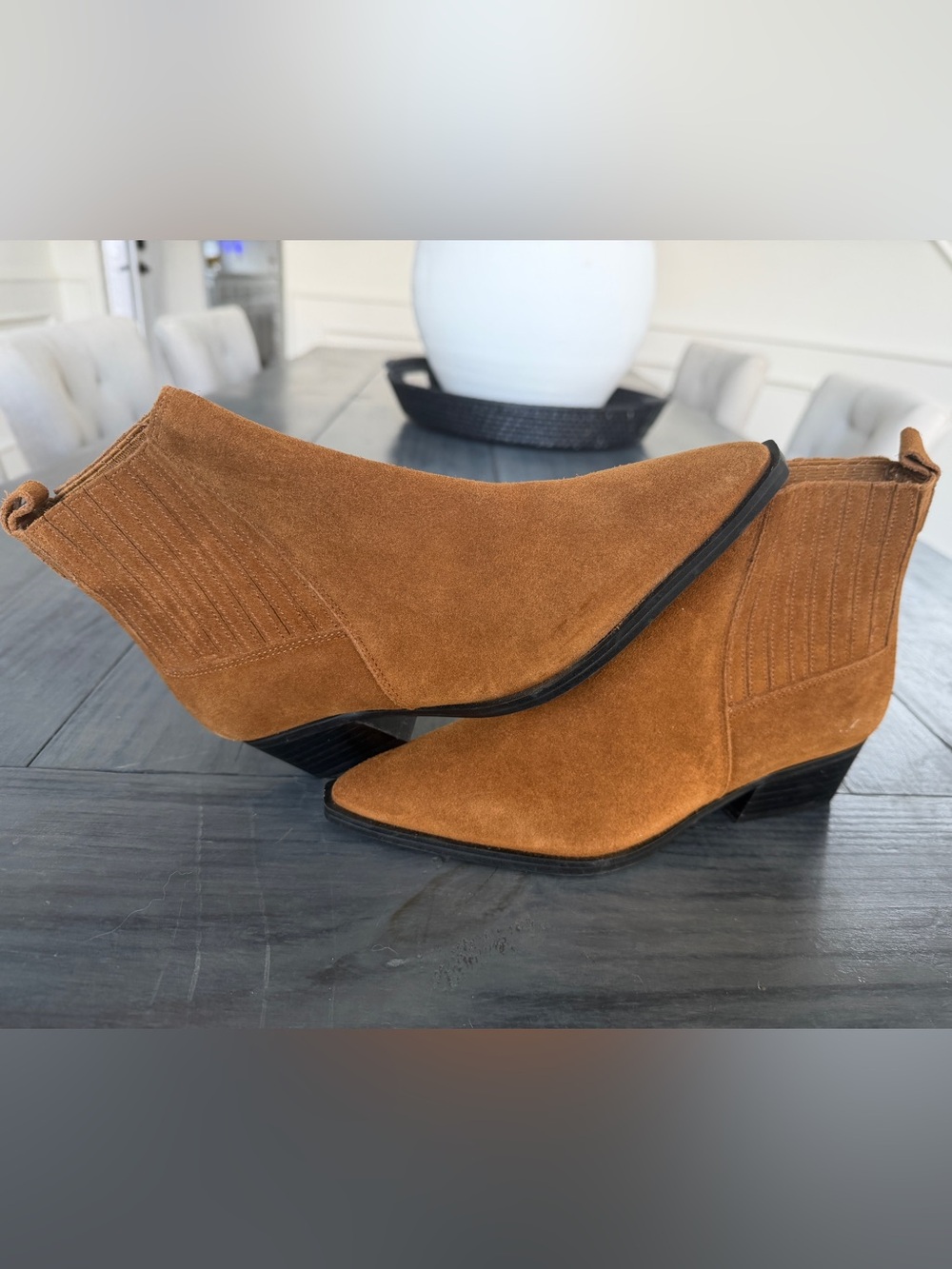 Marc Fisher LTD Yarita Suede Ankle Booties Camel